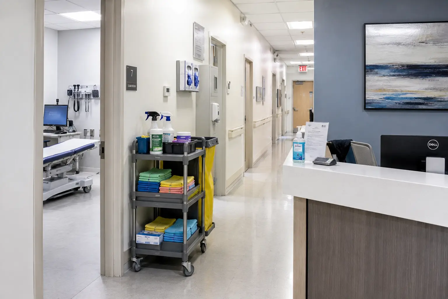 Hospital-grade medical and childcare facility cleaning in Melbourne — sterile corridor with sanitised surfaces