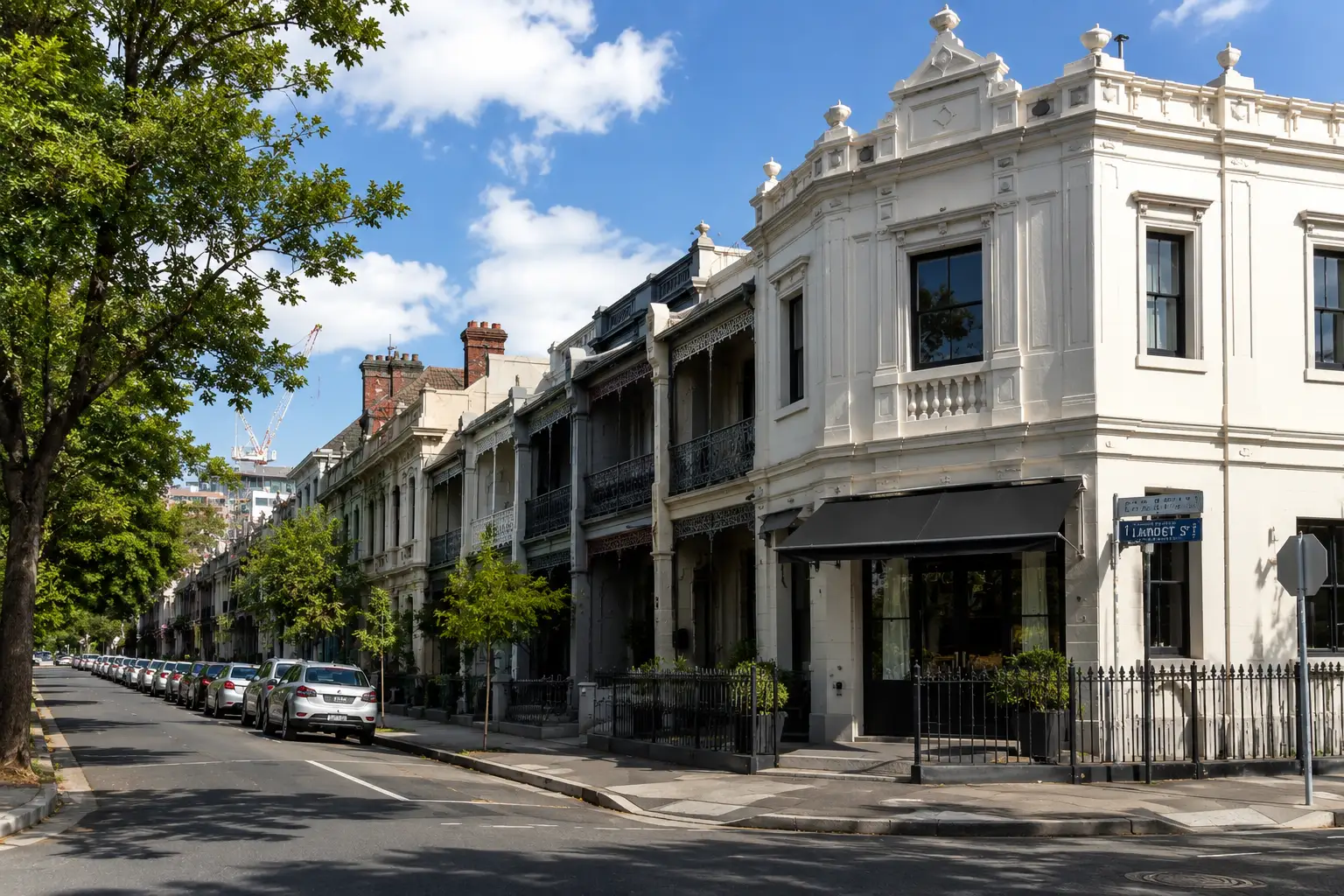 historic Sandridge precinct featuring beautifully preserved Victorian terraces and heritage streetscape in Melbourne.