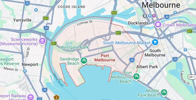 location map of Port Melbourned