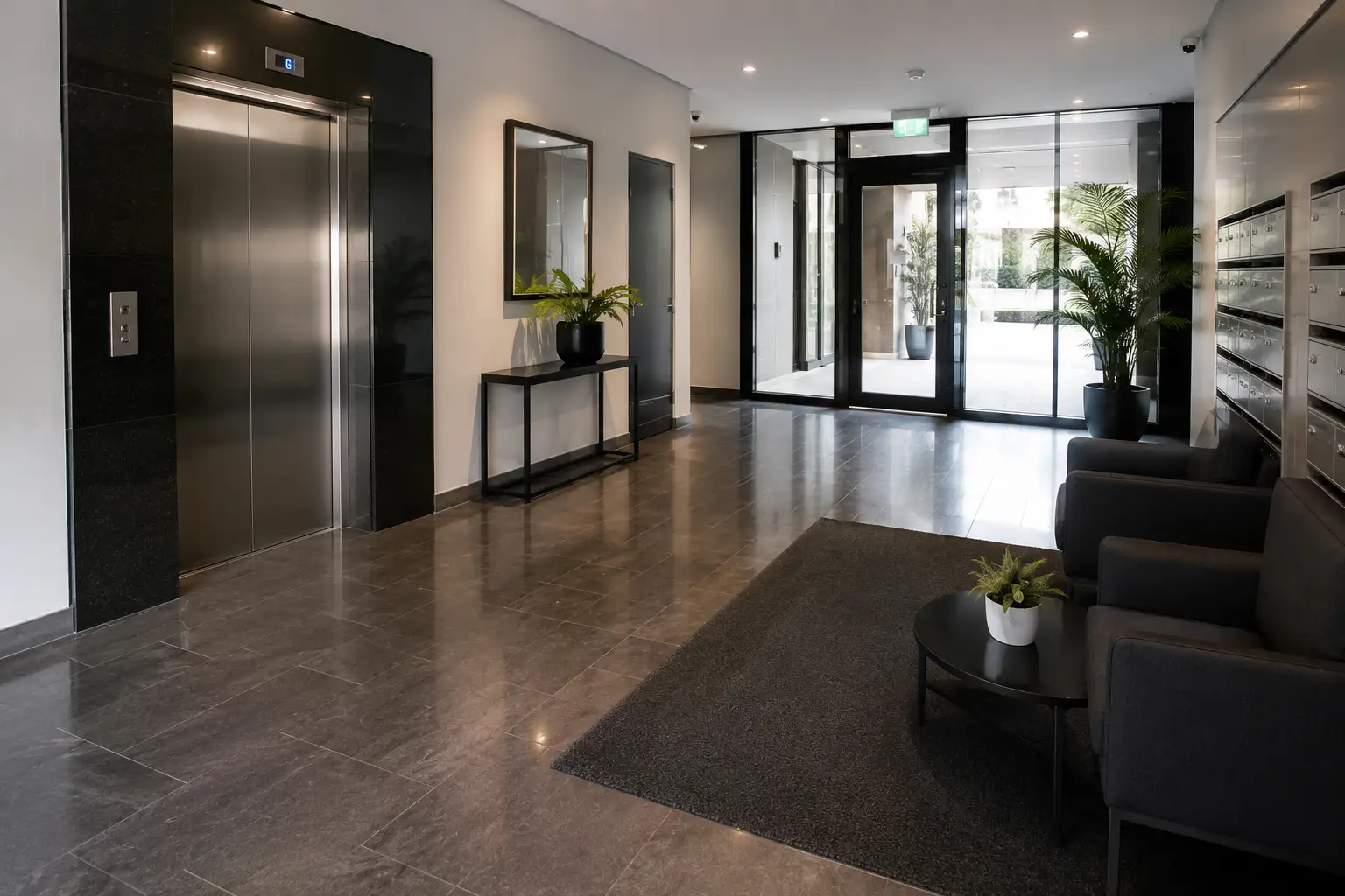 well-maintained strata apartment building lobby