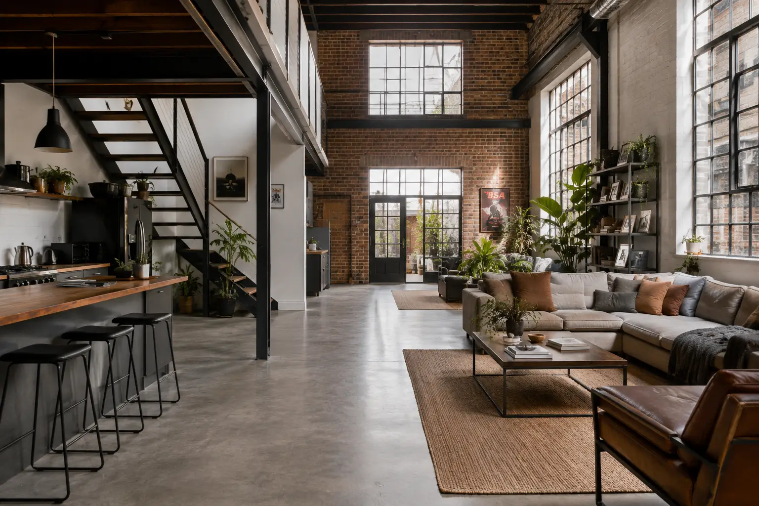 Industrial warehouse conversion in Brunswick East with exposed brick walls