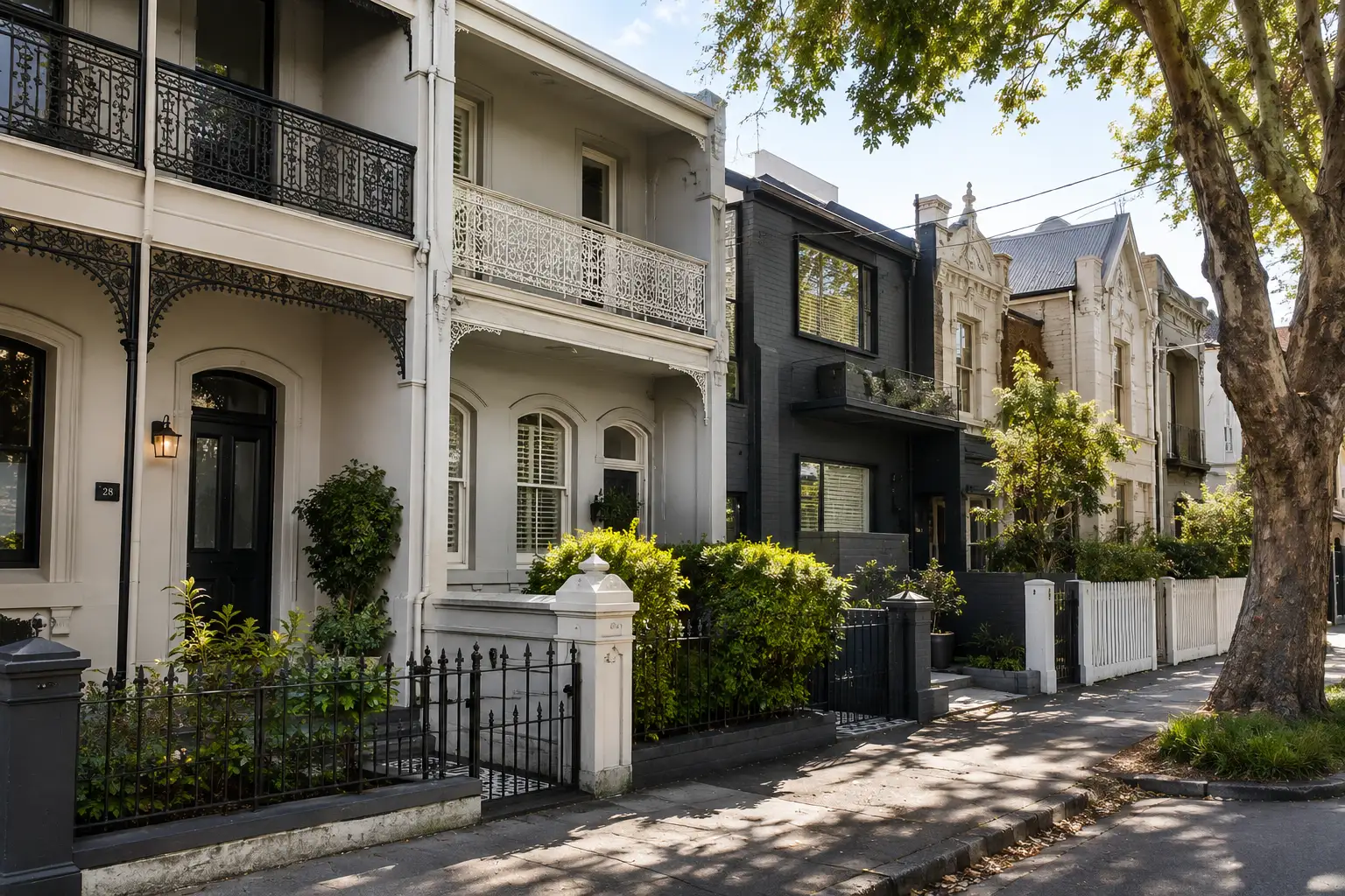 modern townhouses and beautifully restored older homes with Victorian architecture