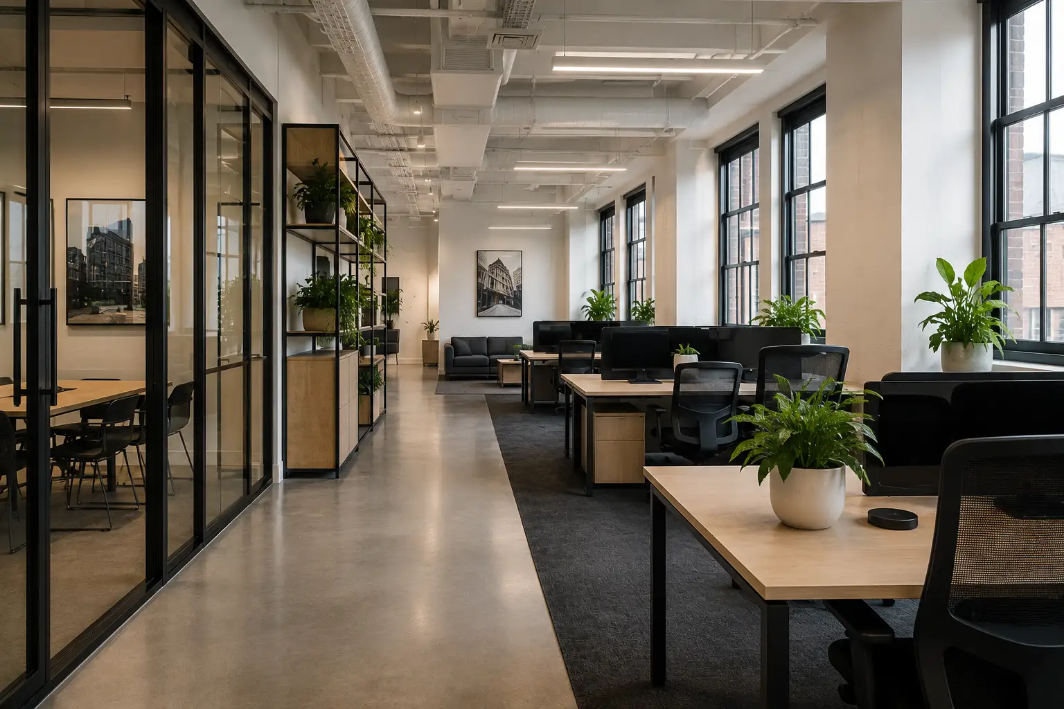 Professional cleaning-ready interior of a converted office building