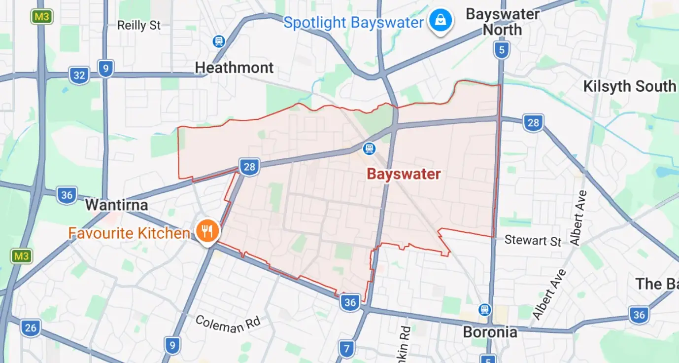 location map of Bayswater