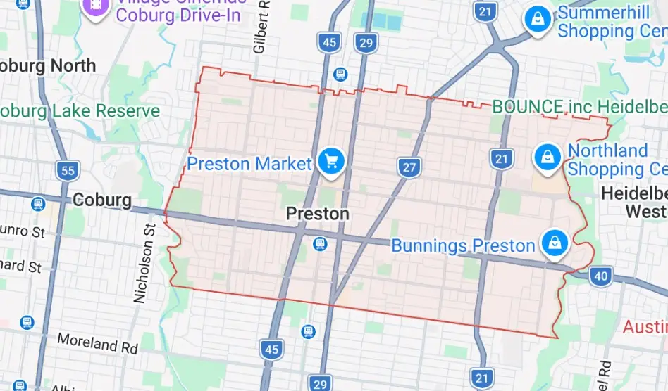 location map of Preston