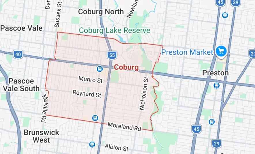location map of coburg
