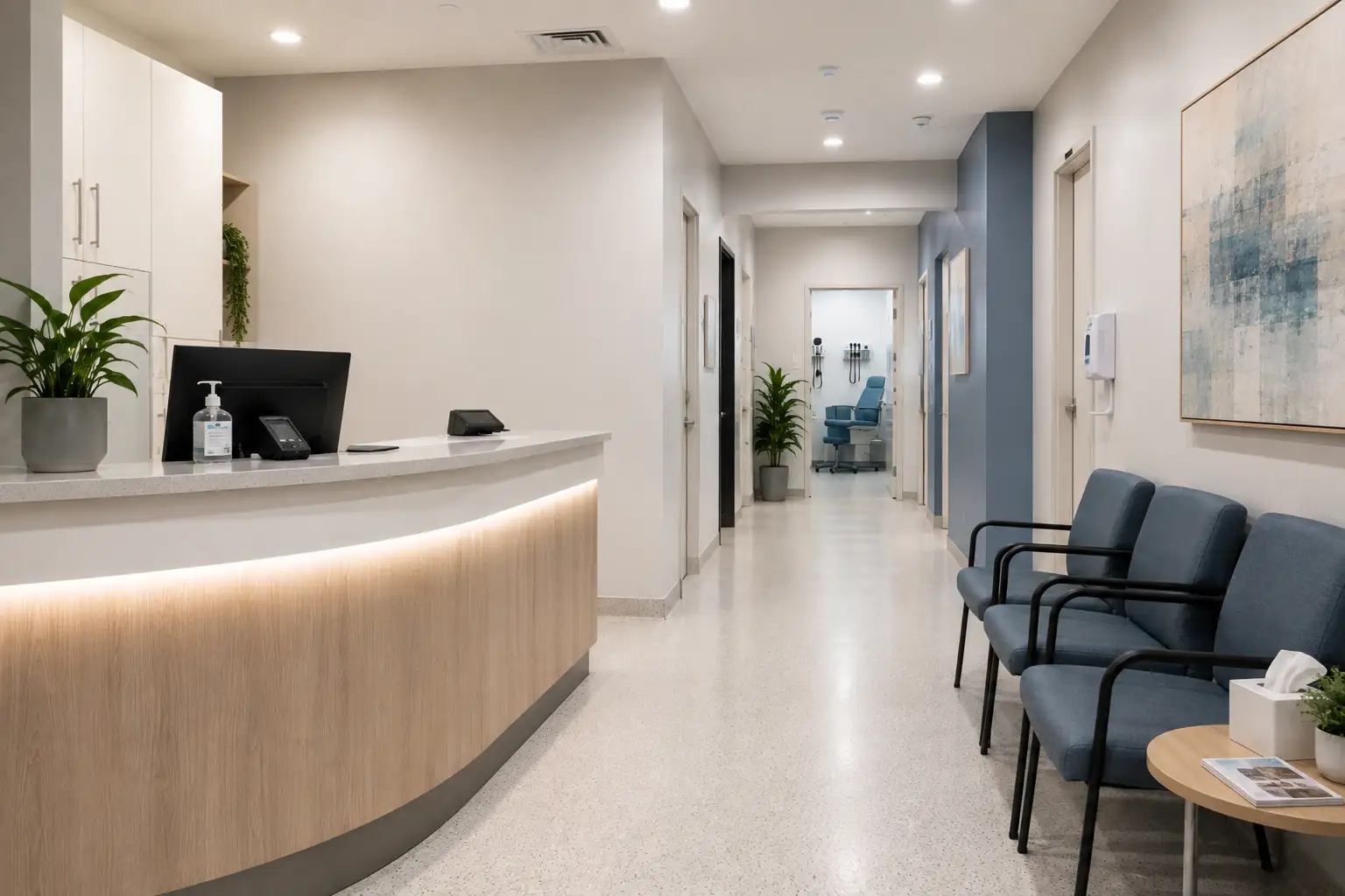 medical clinic in Brunswick with a clean reception area, consulting rooms